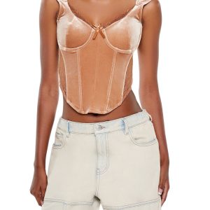 Velvet Bow Bustier Crop Top