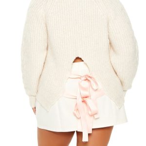 Plus Size Tie-Back Bow Sweater