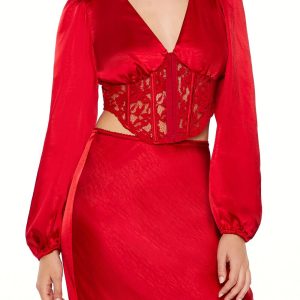 Satin & Lace Corset Crop Top