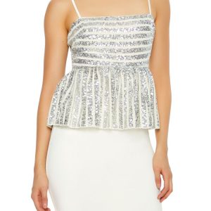Sequin Striped Peplum Cami