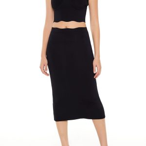 Sweater-Knit Midi Skirt