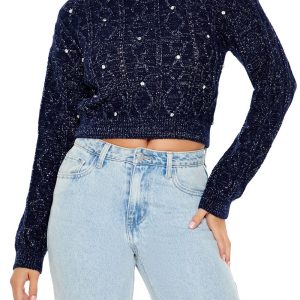 Glitter Knit Rhinestone Sweater