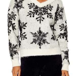 Fuzzy Knit Snowflake Sweater
