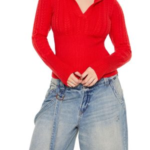 Hooded Cable Knit Sweater