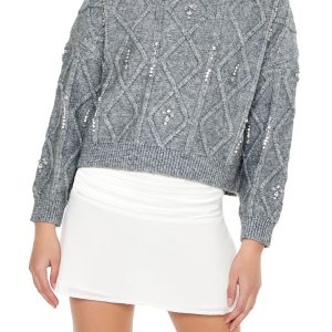 Marled Faux Gem Sweater