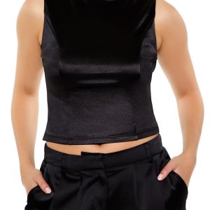 Sleeveless Satin Tank Top