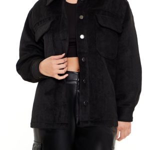 Plus Size Faux Suede Shacket