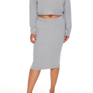 Plus Size Sweater-Knit Top & Skirt Set
