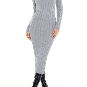 Cable Knit Midi Sweater Dress
