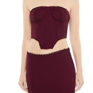 Lace-Trim Bustier Tube Crop Top