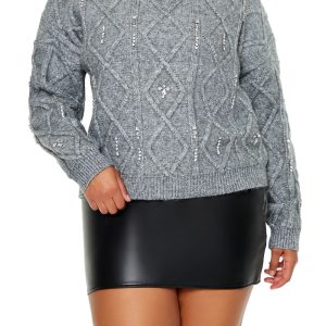 Plus Size Faux Gem Sweater