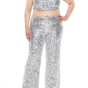 Plus Size Sequin High-Rise Pants