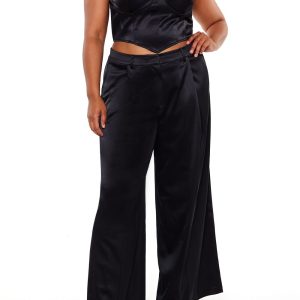 Plus Size Satin Trouser Pants