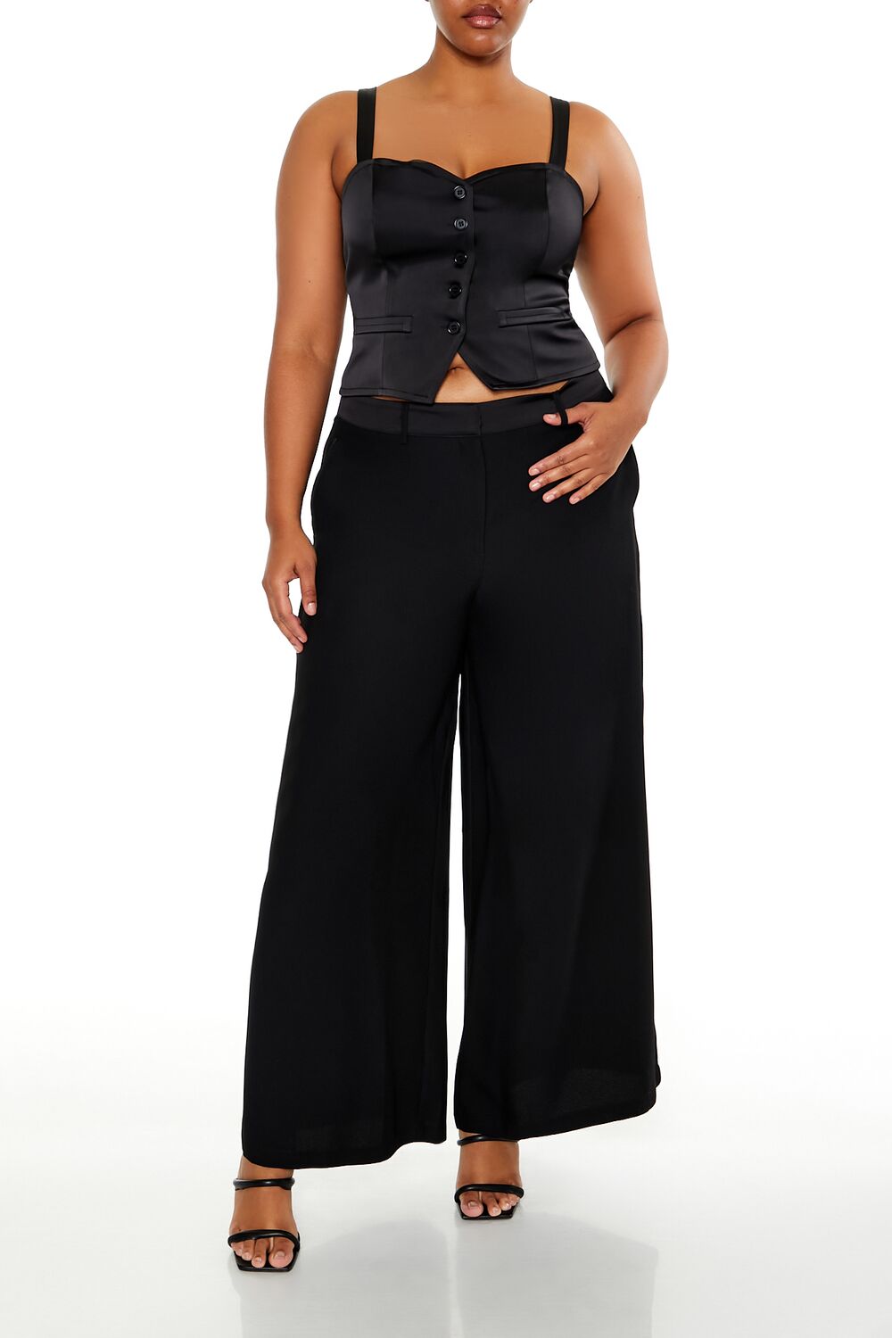 Plus Size Button-Front Crop Top - Image 2