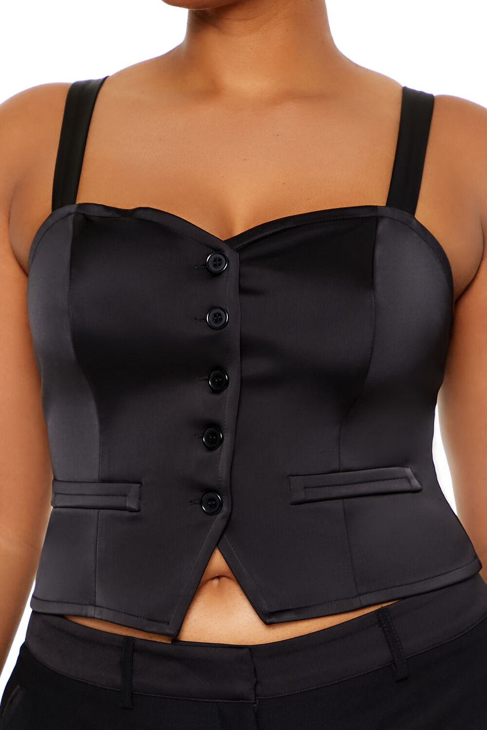 Plus Size Button-Front Crop Top - Image 3