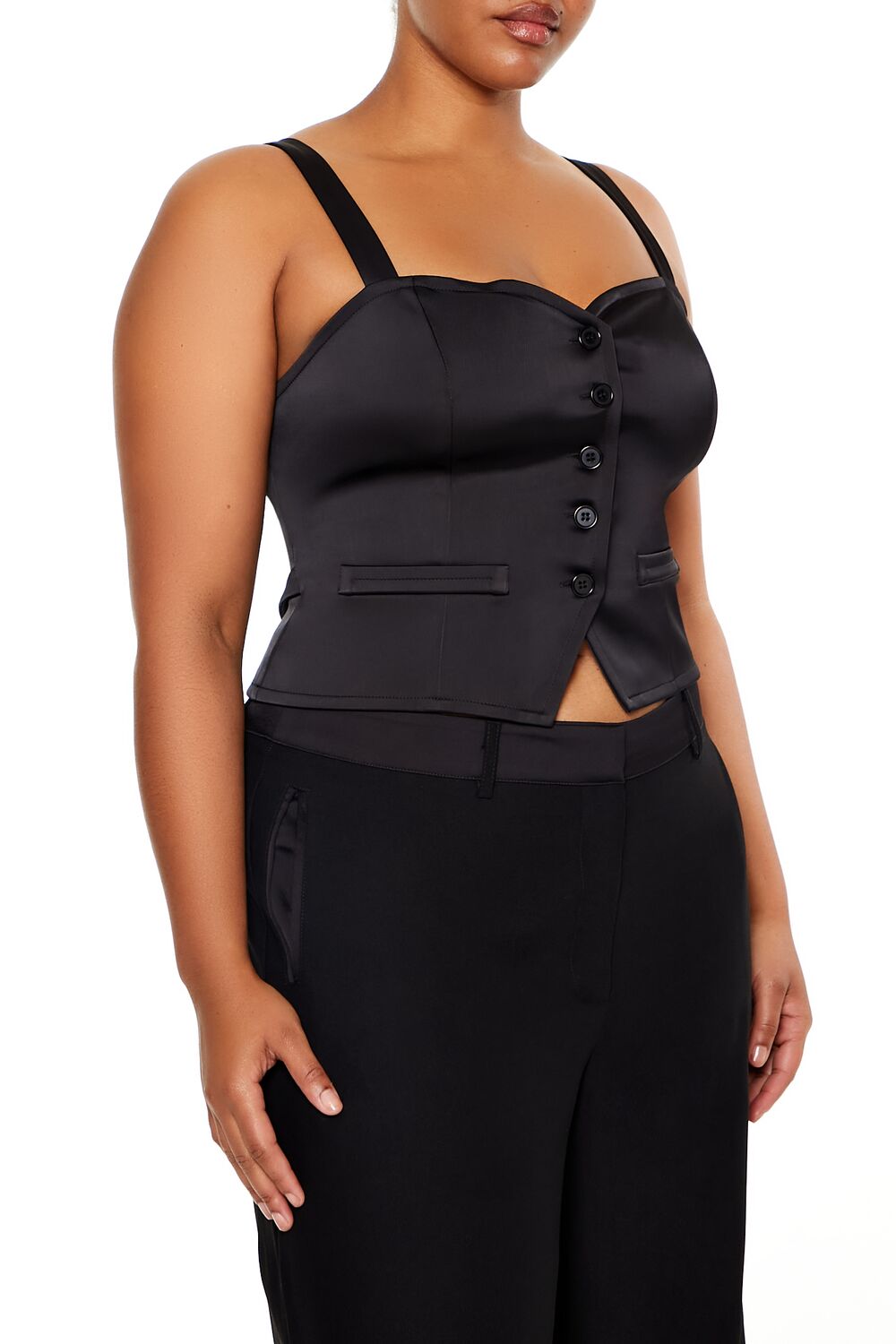 Plus Size Button-Front Crop Top - Image 4