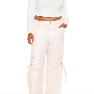 Plus Size Velvet Cargo Pants