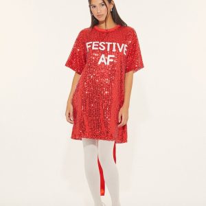 Sequin Festive AF T-Shirt Dress