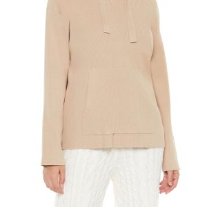 Sweater-Knit Drop-Sleeve Hoodie