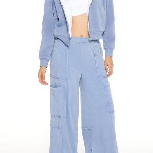 French Terry Wide-Leg Pants