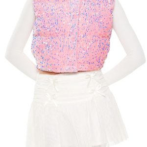 Iridescent Sequin Faux Fur Vest