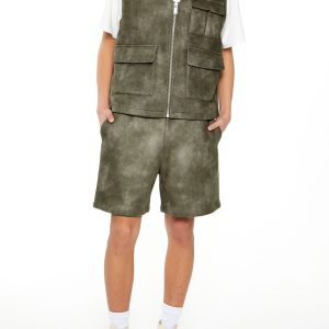 Oil Wash Faux Suede Shorts