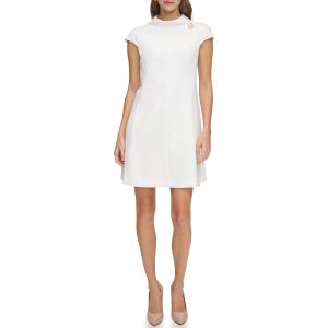 Cap Sleeve Roll Neck Shift Ivory
